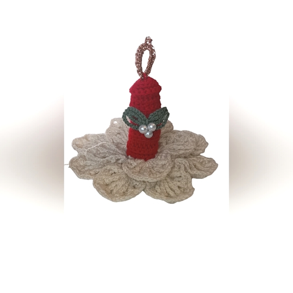 Christmas candle decor handmade crochet